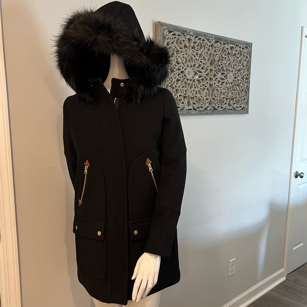 J. Crew Chateau Parka Italian Stadium-Cloth Wool Winter Jacket Coat Size 00 - Picture 7 of 8